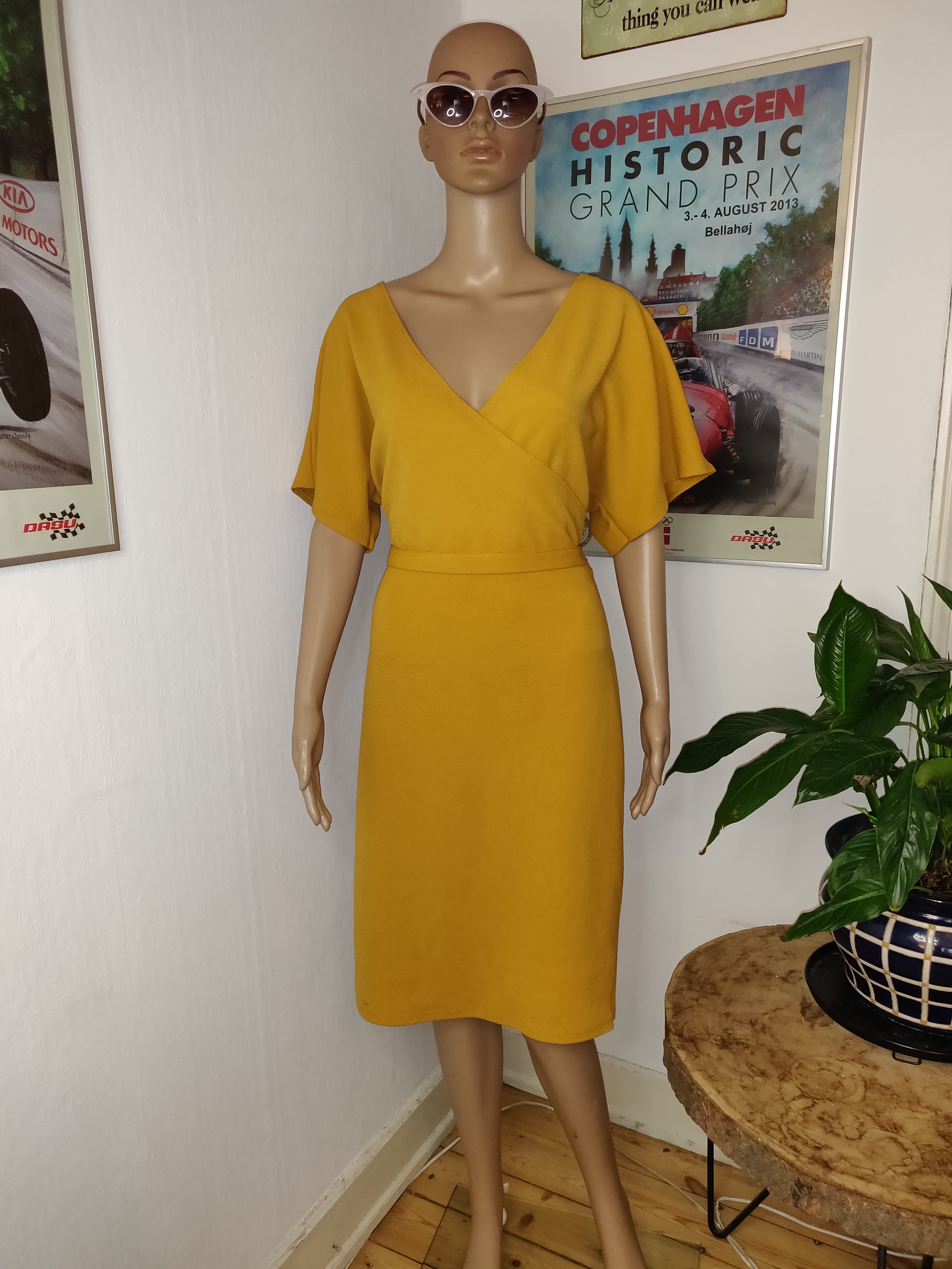 Mustard color midi dress best sale